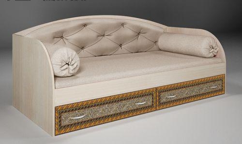 Одноярусная кровать с мягкой спинкой «Жасмин»